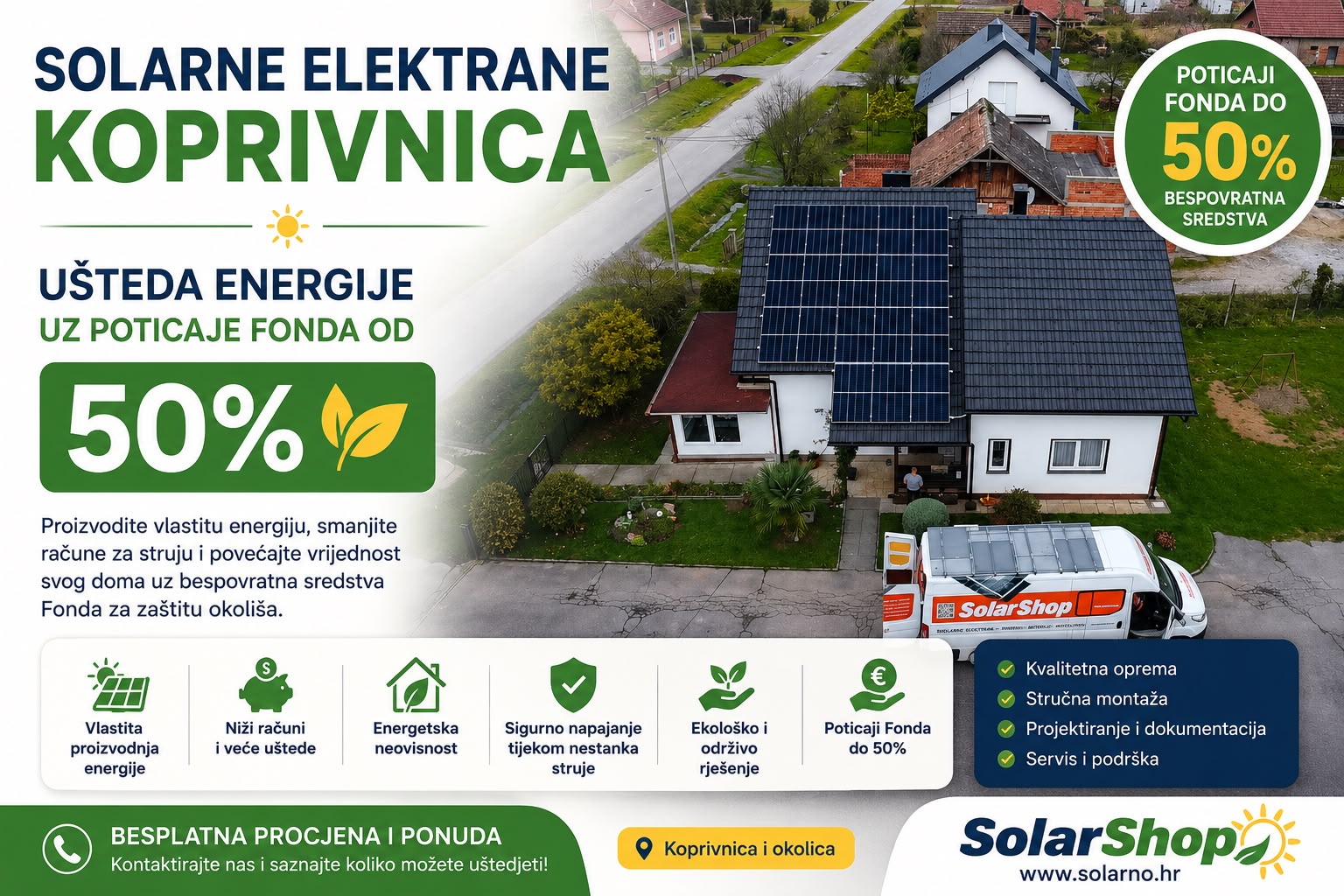 Solarne elektrane Koprivnica – ušteda energije uz poticaje Fonda do 50%