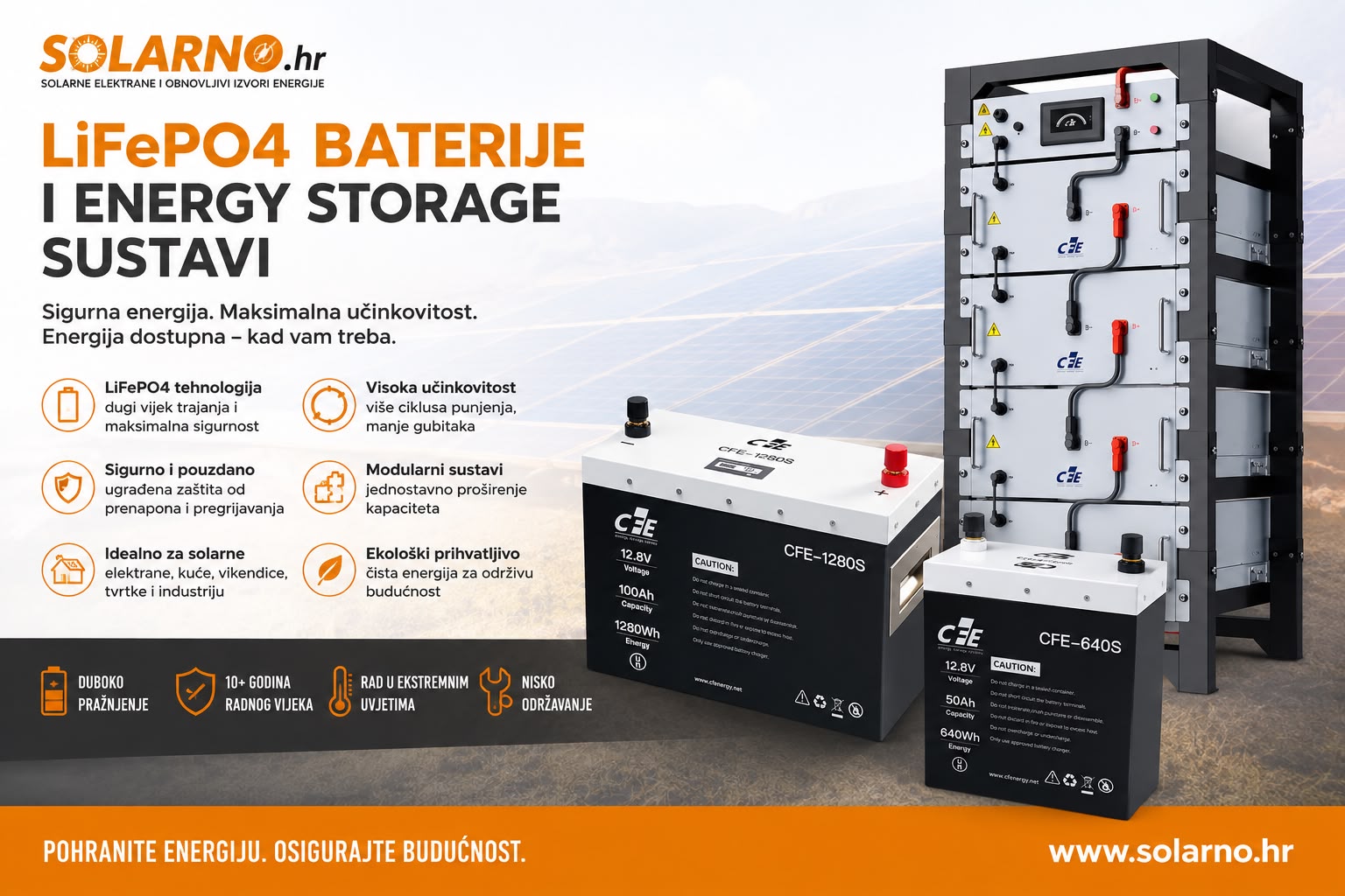 LiFePO4 baterije i sustavi za pohranu energije (ESS) | Solarni sustavi, dom i industrija