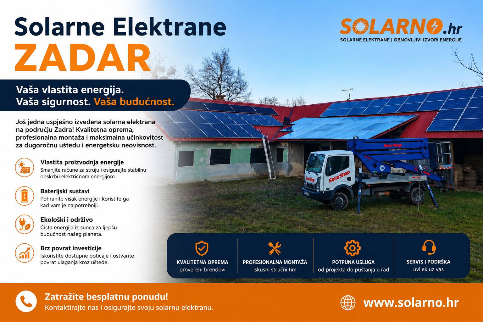 Solarne elektrane Zadar – Projektiranje, ugradnja i montaža solarnih sustava