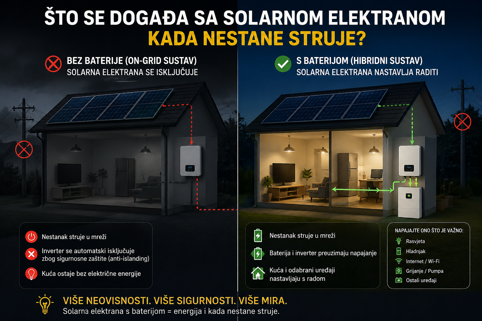Što se događa sa solarnom elektranom kada nestane struje?