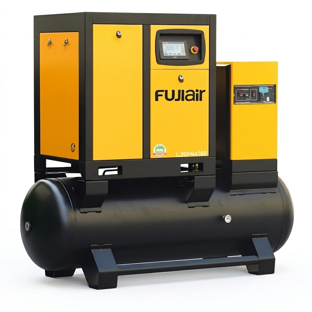 FUJI vijčani kompresor za zrak 22kW 4u1 (kompresor,spremnik zraka 500L,rashladni sušač,sustav filtriranja)