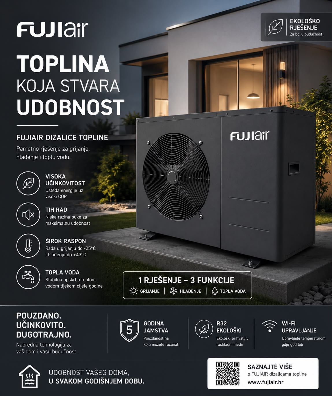 FUJI Air dizalica topline BLN-012TA1 EVI, 13kW, monofazna MONOBLOK - Image 2