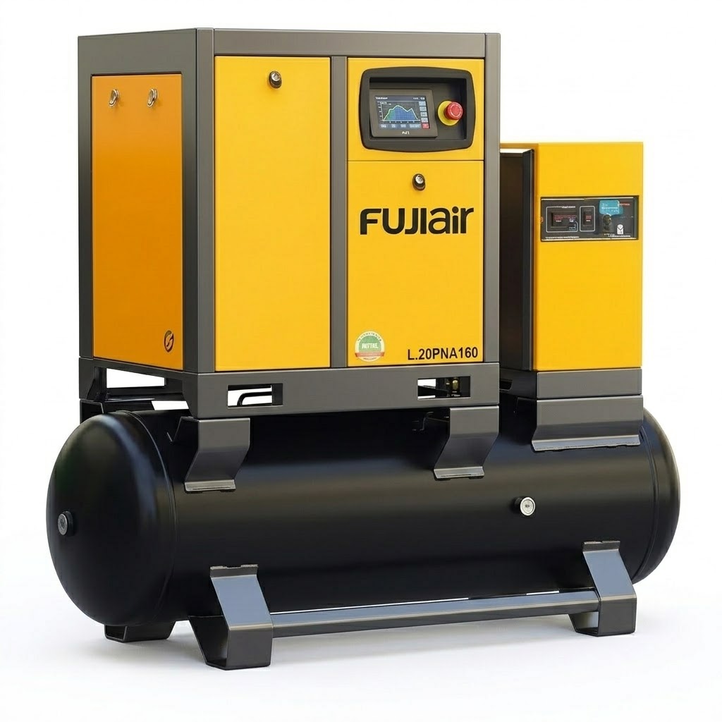 FUJI vijčani kompresor za zrak 7,5kW 4u1(kompresor,spremnik zraka 260L,rashladni sušač,sustav filtriranja)