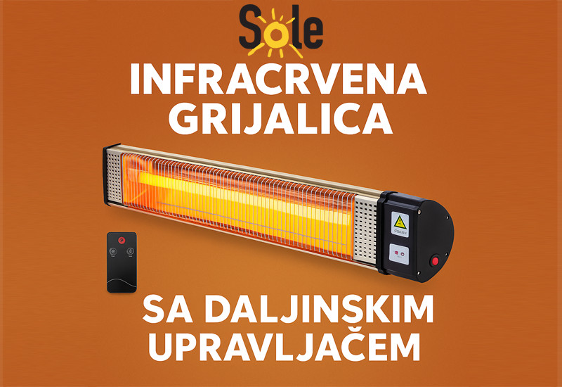Grijalica za terase SOLE IRA Gold sa daljinskim 2000W, infracrvcena grijalica