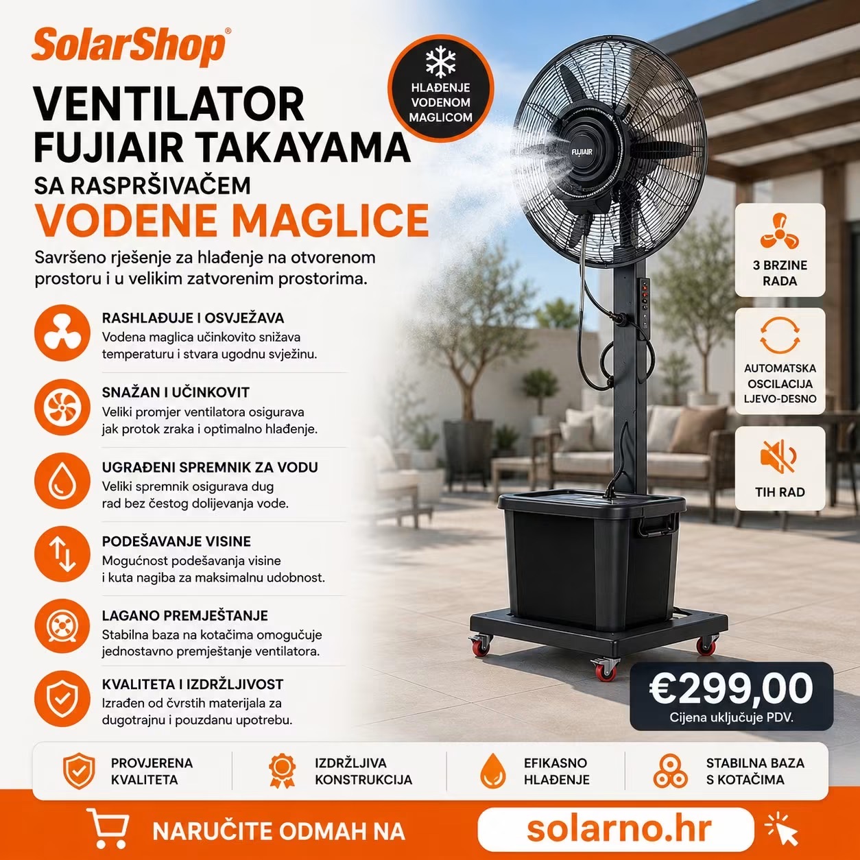 Ventilator FUJIAIR Takayama sa raspršivačem vodene maglice - Image 5