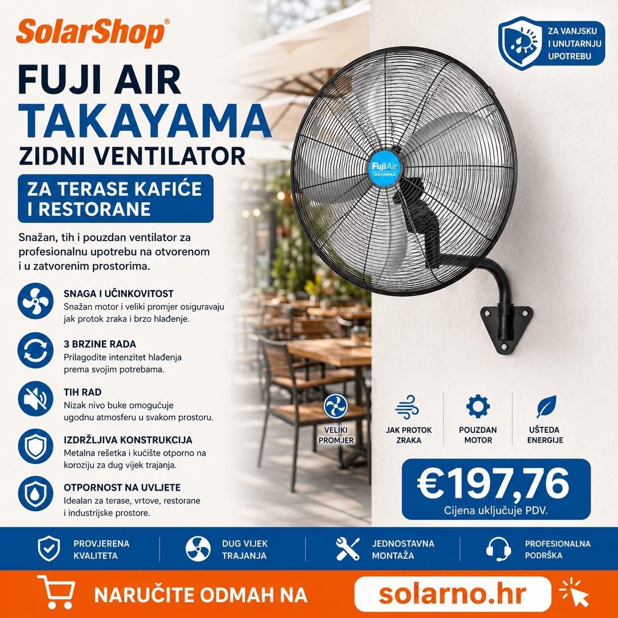 Fuji Air Takayama zidni ventilator za terase kafiće restorane - Image 4