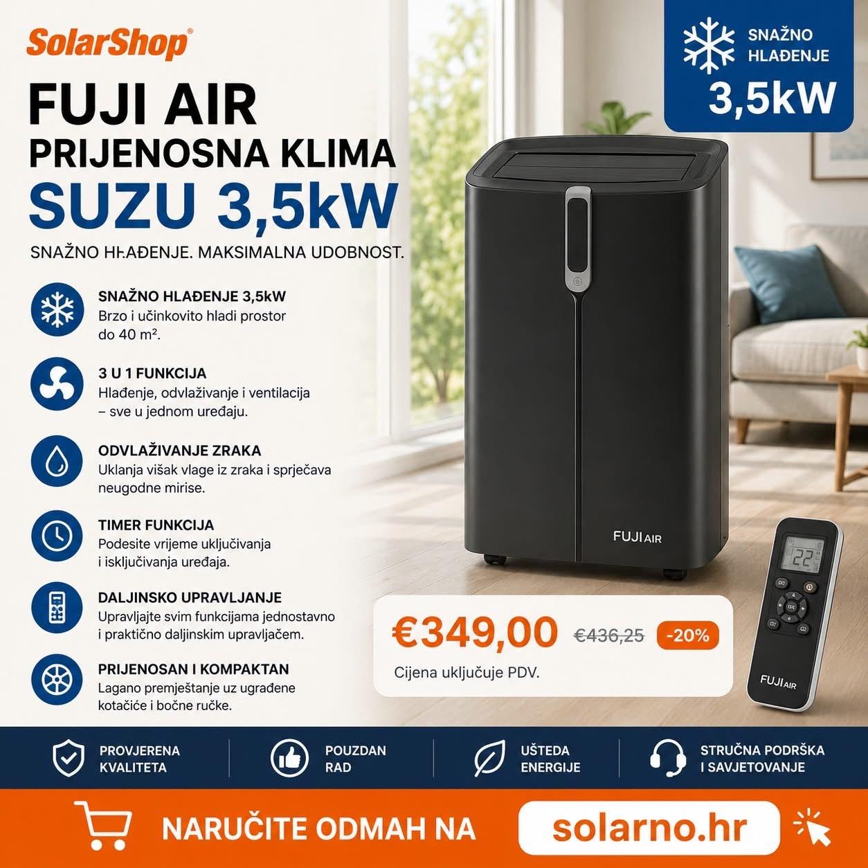 FUJI AIR prijenosna klima SUZU 3,5kW - Image 3