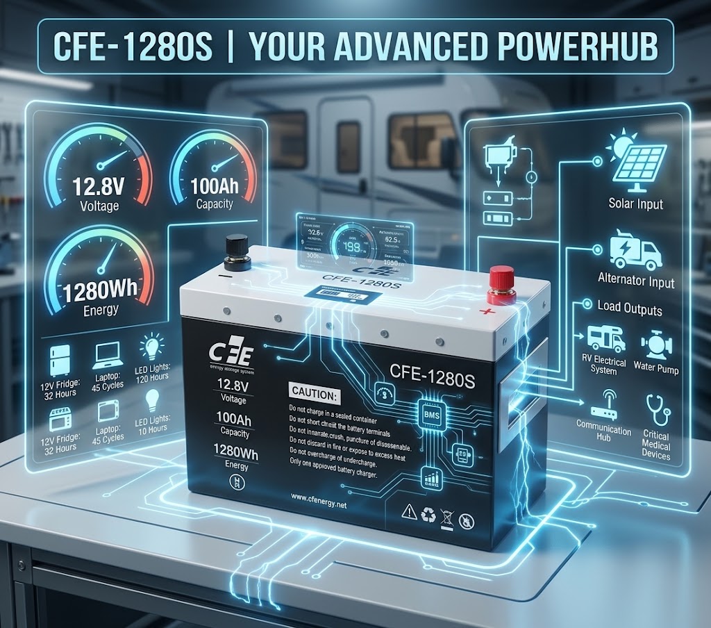 CFE-LFP Li-Ion akumulatori 12,8V/100Ah+lcd baterija - Image 3