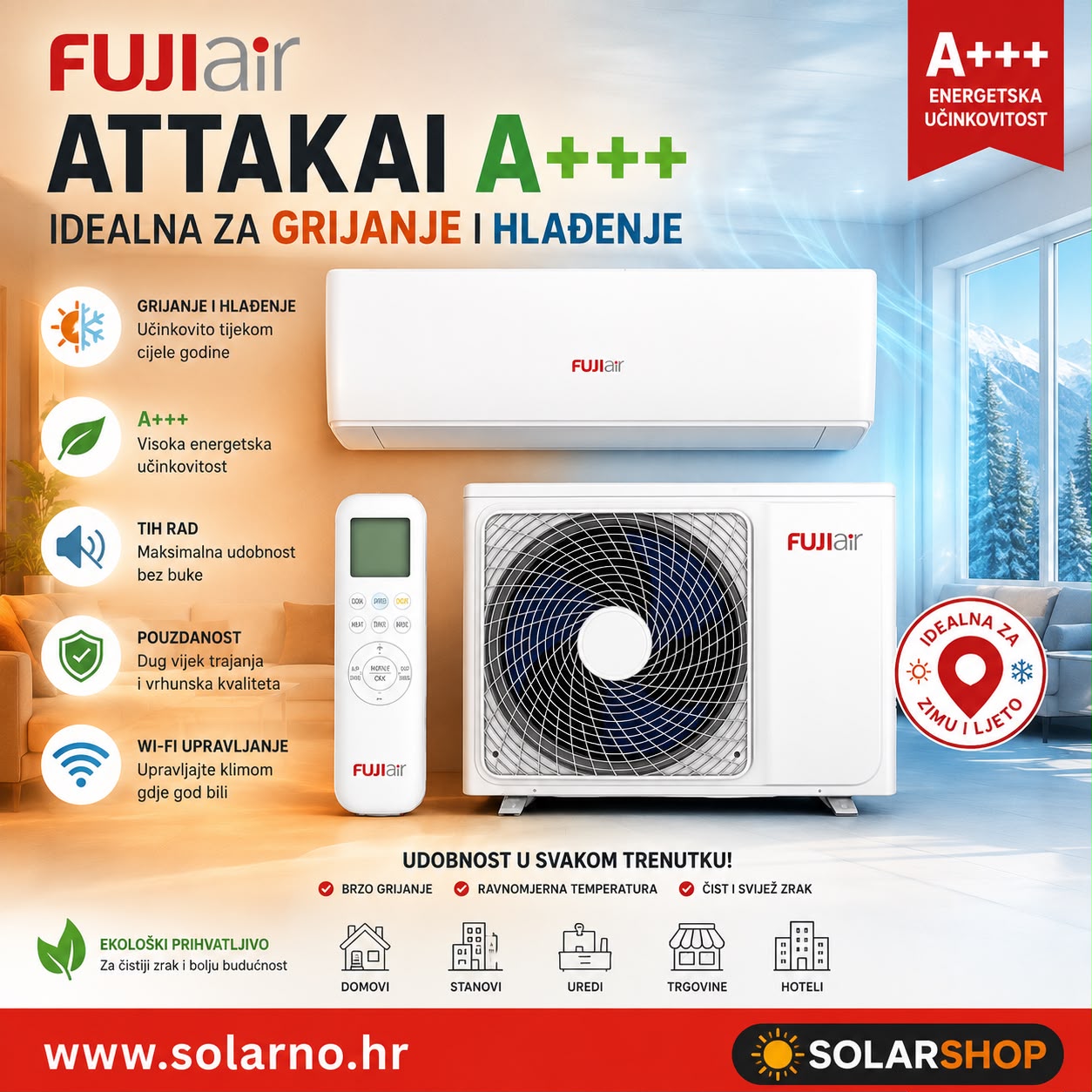 FUJI Air Attakai 2.5kW klima uređaj Inverter A+++ - Image 2