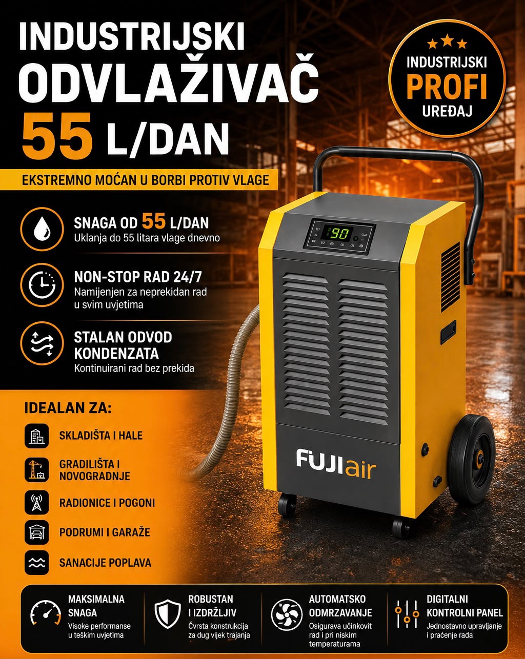 Odvlaživač zraka FUJIAIR KATANA 90L industrijski isušivači zraka - Image 3