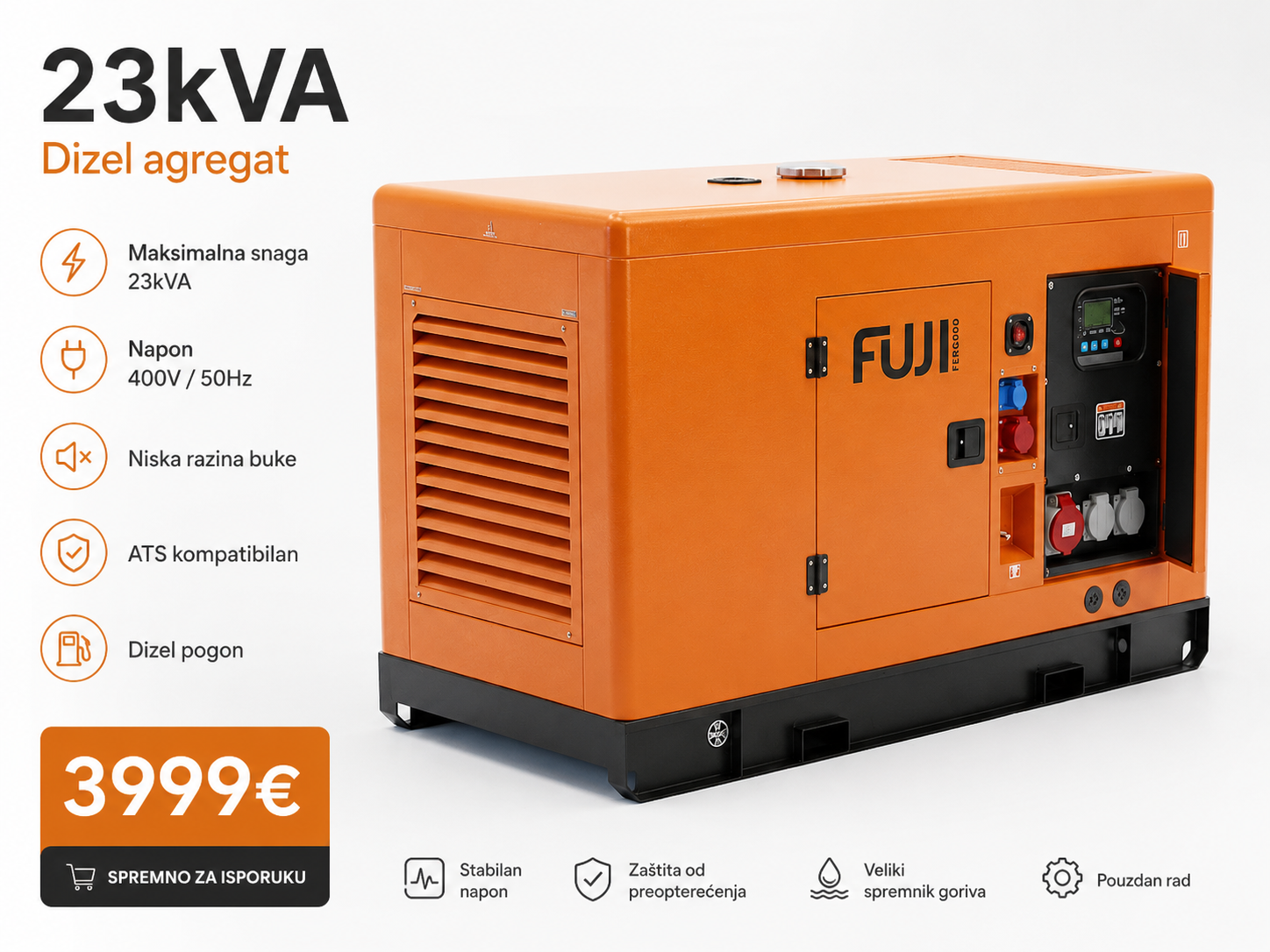 Dizelski agregat FUJI 23kVA-KOFO motor trofazni - Image 3