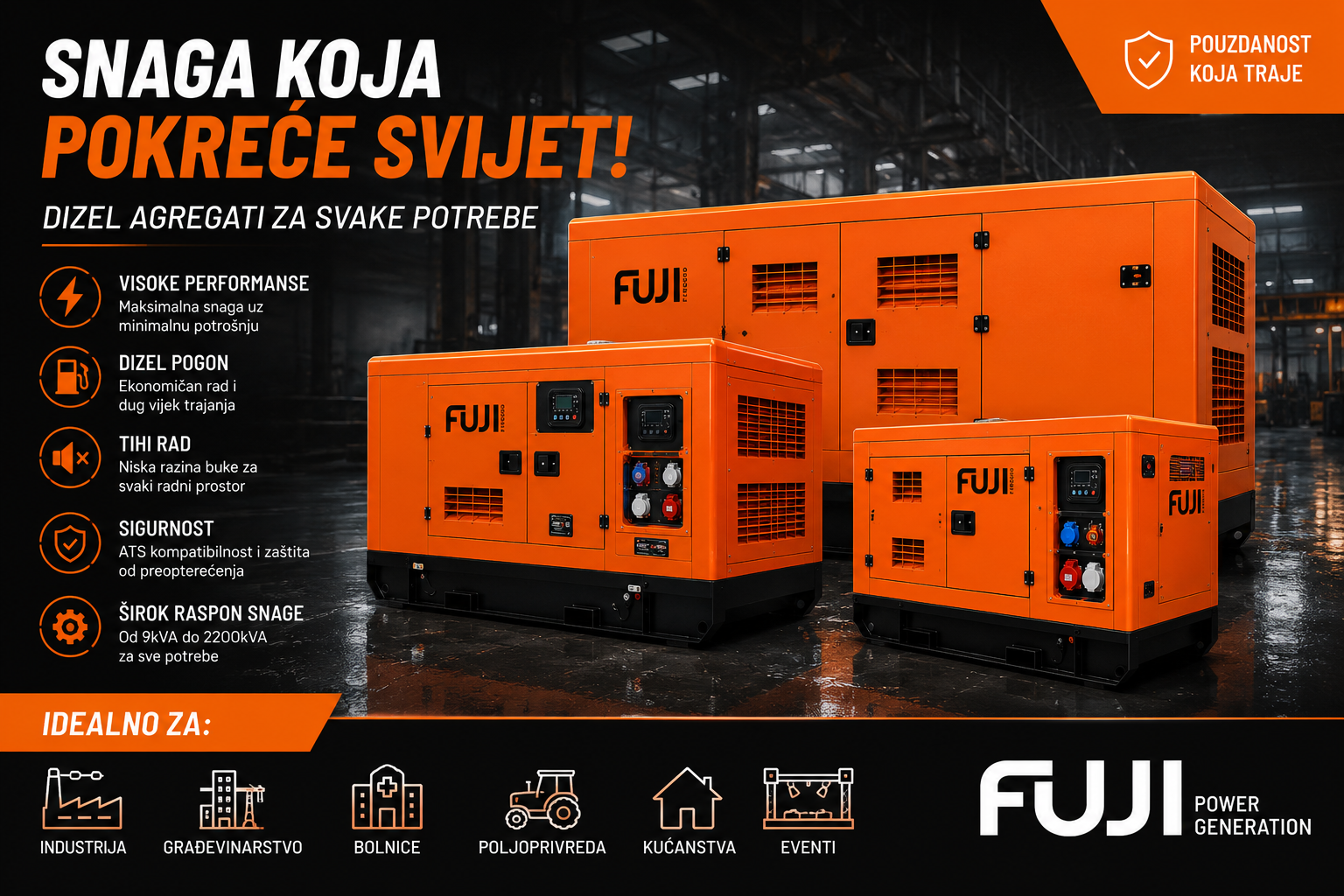 Dizelski agregat FUJI 75kVA-CUMMINS motor HEAVY DUTY trofazni - Image 2