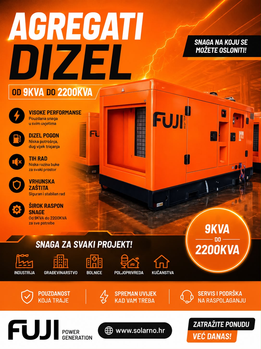 Dizelski agregat FUJI 75kVA-CUMMINS motor HEAVY DUTY trofazni - Image 4