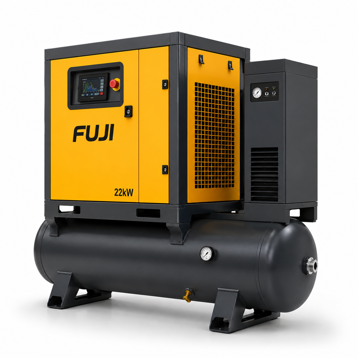 FUJI vijčani kompresor za zrak 22kW 4u1 (kompresor,spremnik zraka 500L,rashladni sušač,sustav filtriranja)