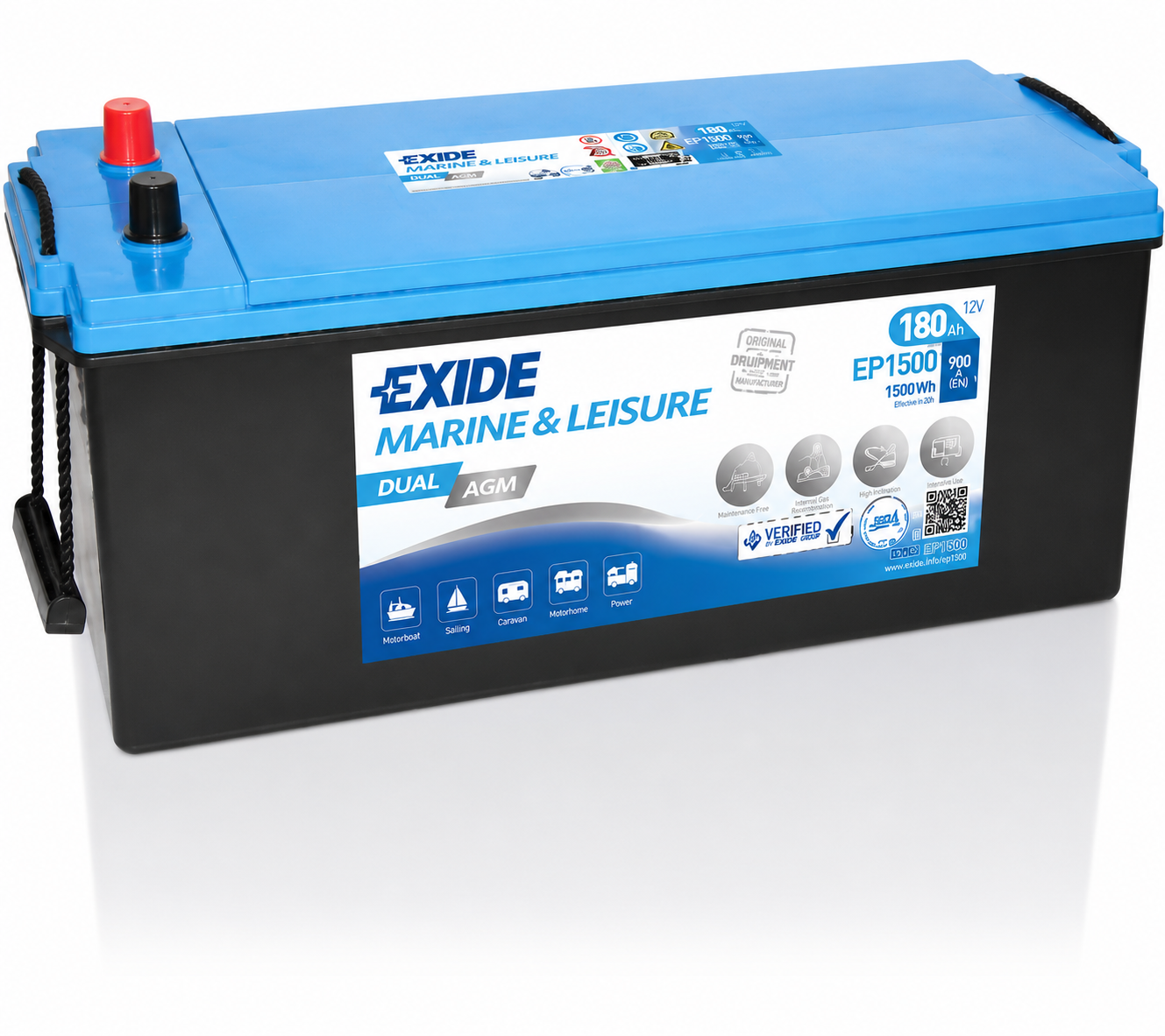 Akumulatori EXIDE DUAL AGM 180Ah MARINE baterije EP1500