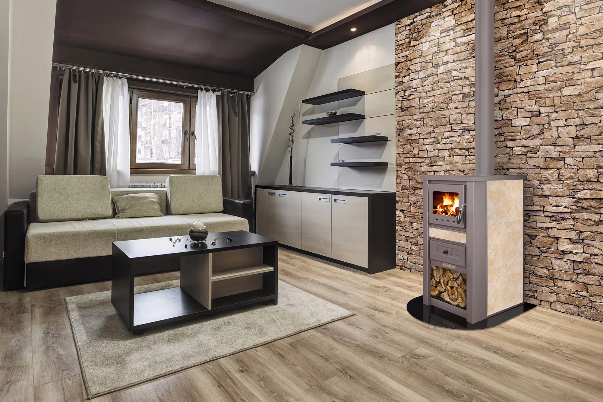 Kamin na drva NOVA G-krem - Image 3