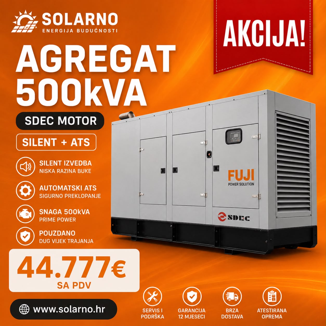 FUJI dizelski agregat 500kVA trofazni HEAVY DUTY