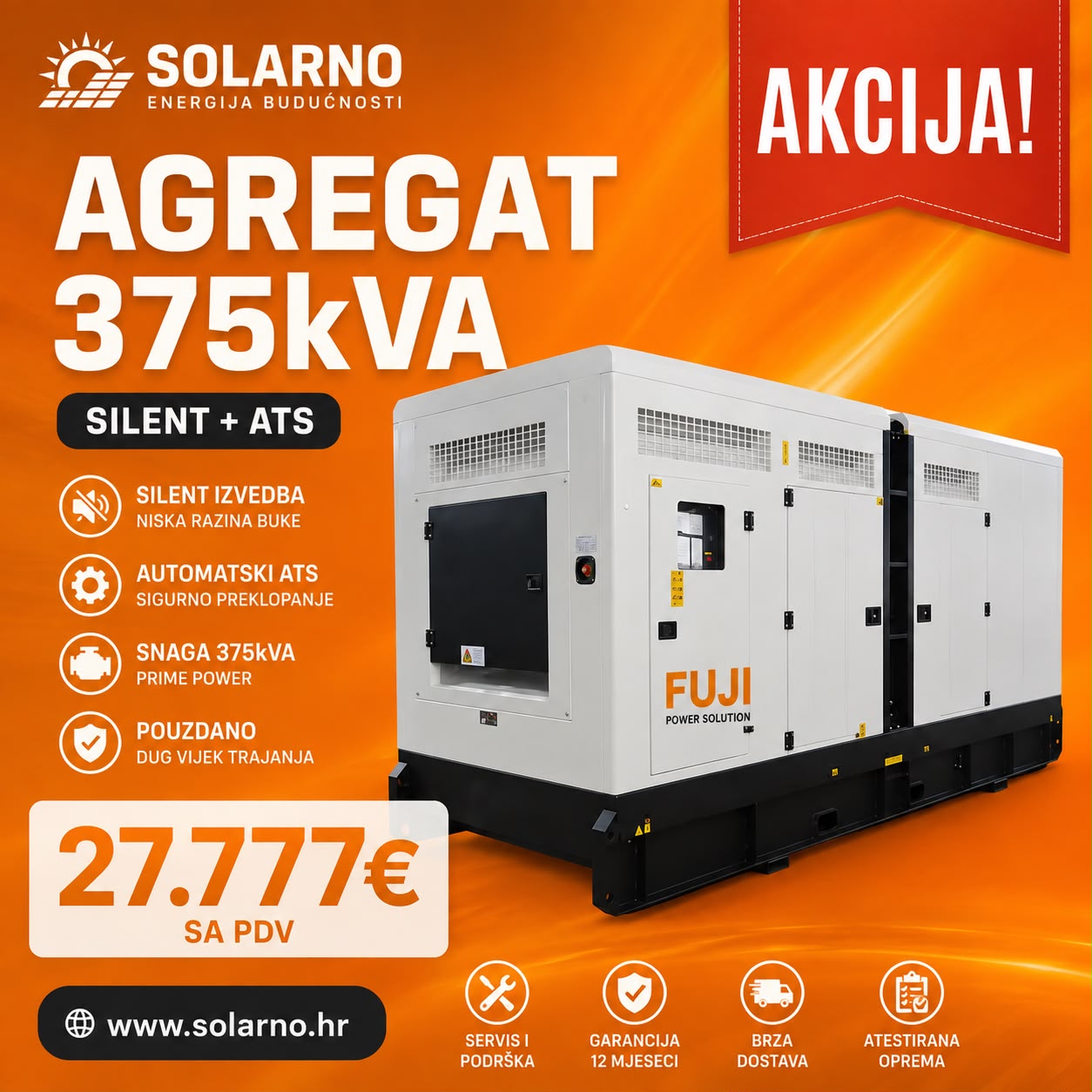 FUJI dizelski agregat 375kVA trofazni HEAVY DUTY
