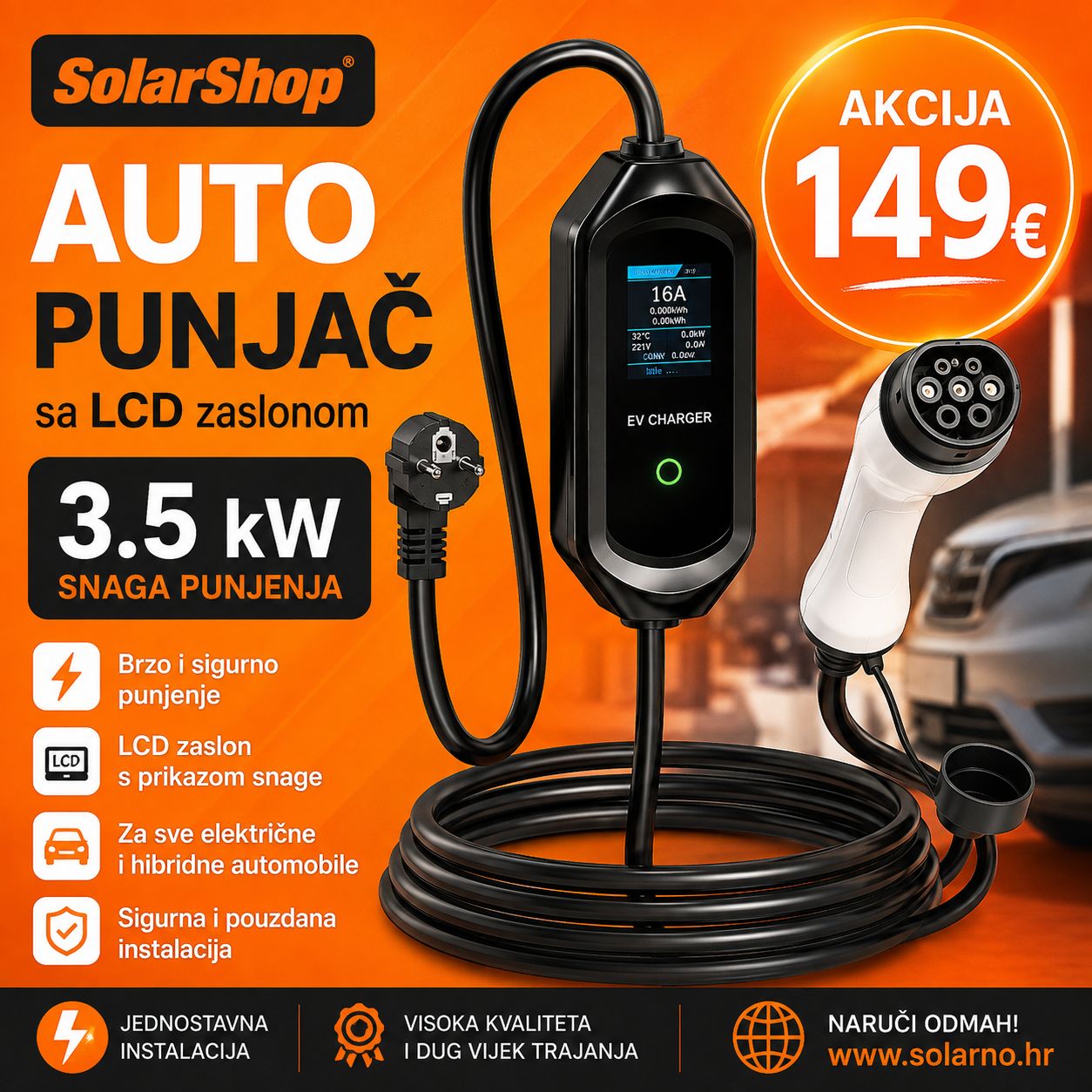 FUJI prijenosni punjač za električna vozila 3,5 kW