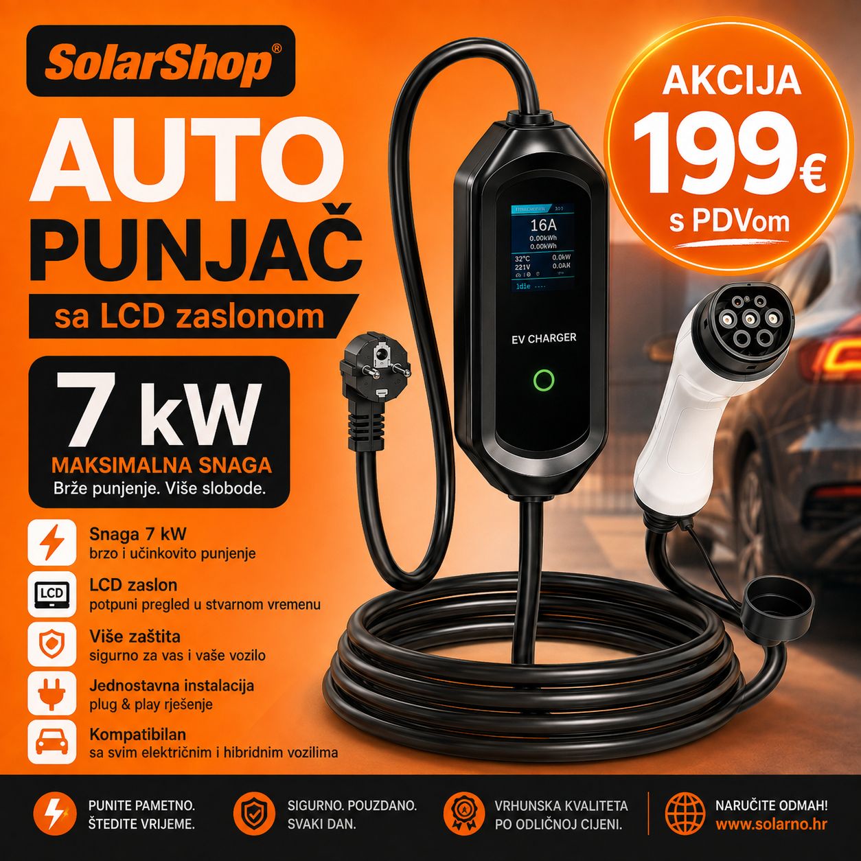 FUJI prijenosni punjač za električna vozila 7 kW