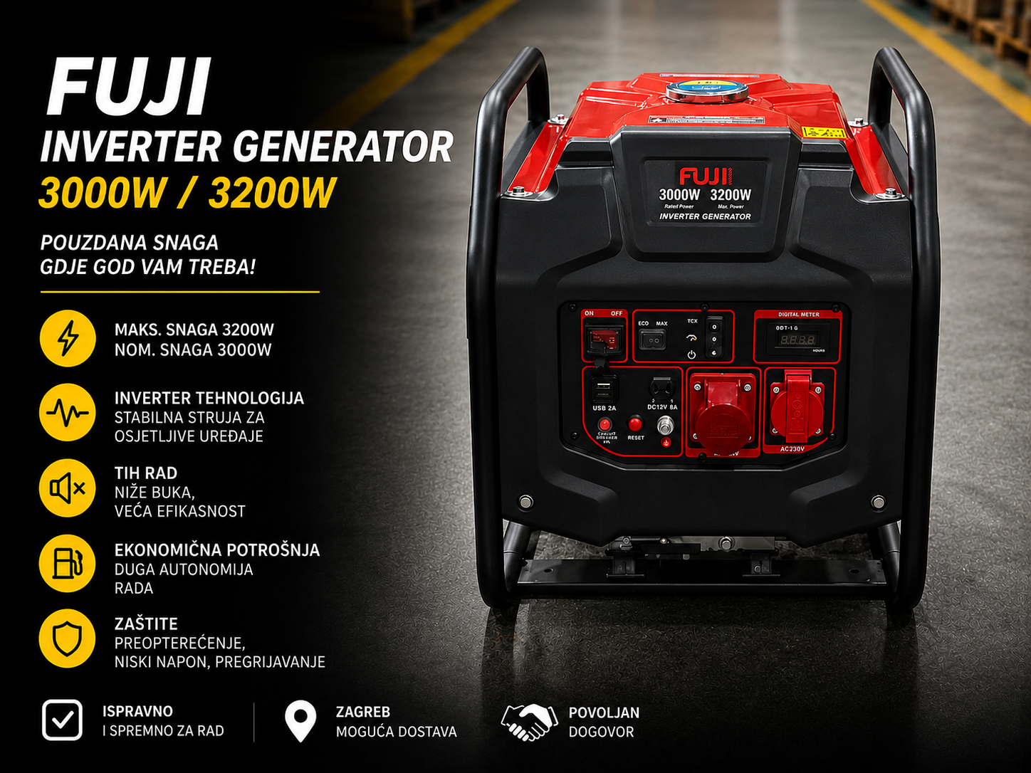 Benzinski agregat FUJI 3kW, FUJI3000/3kW inverter generator monofazni