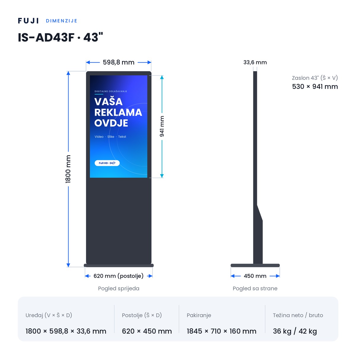 FUJI 43" podni reklamni ekran IS-AD43F – Android - Image 3