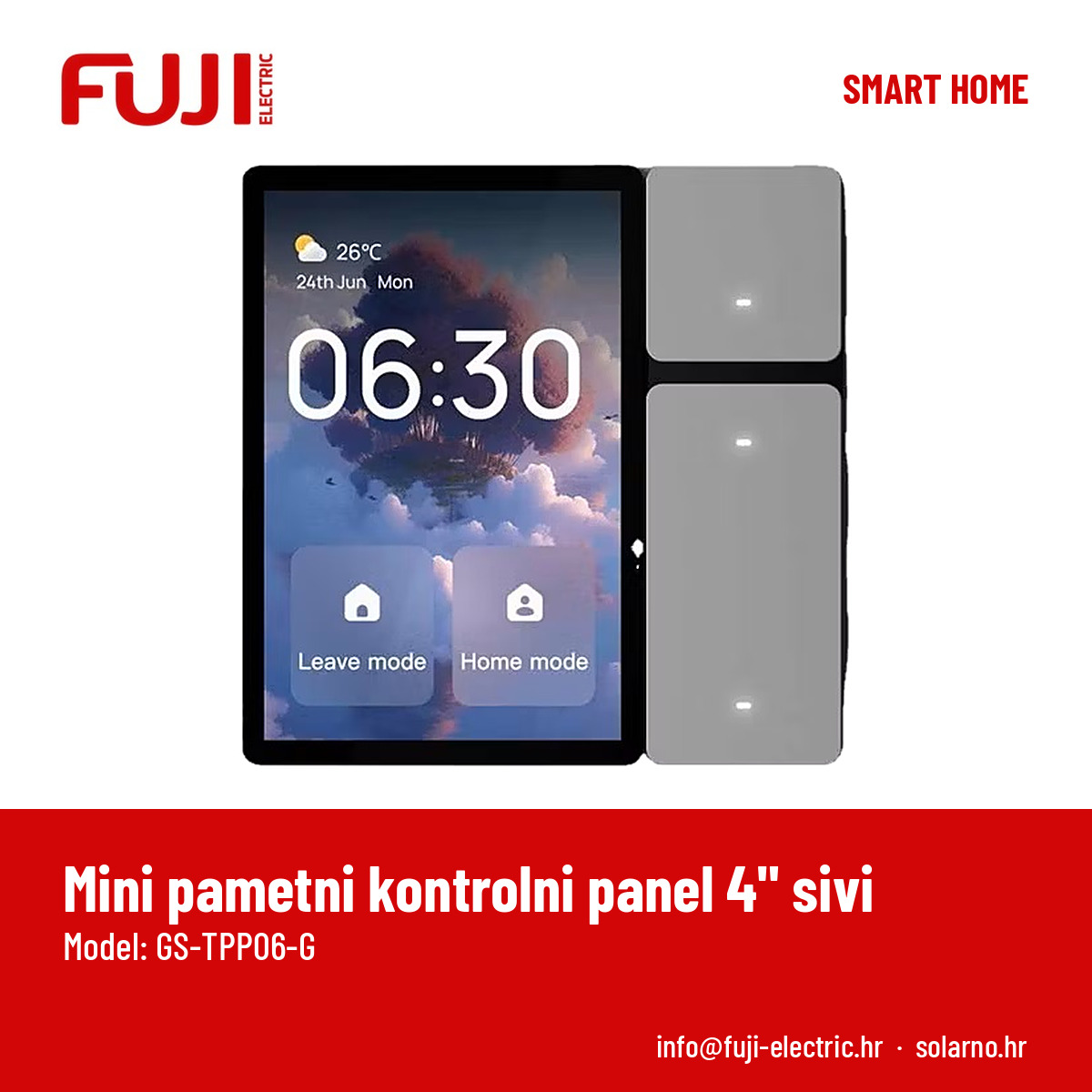 FUJI mini pametni kontrolni panel 4" sivi - Image 2